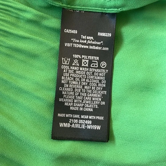 Ted Baker London Airlie Pleated Smocking High Neck Crepe Ruffled Blouse Large - Picture 11 of 11